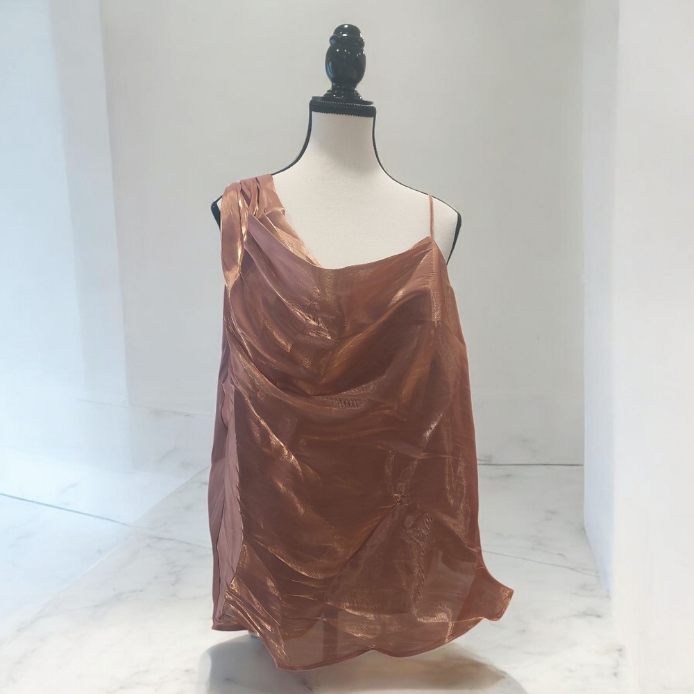 Elegant Copper One-Shoulder Crop Top